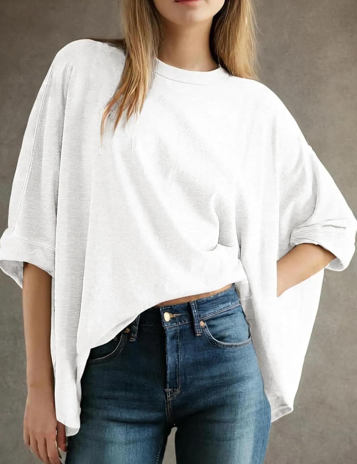 Womens Oversized Cotton Crop Tops Casual Basic Gym Workout Running T-Shirts