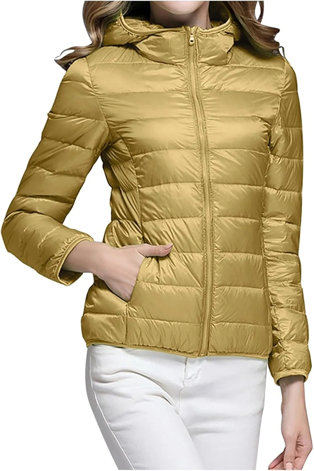 Women's Packable Puffer Jacket, Lightweight down Jackets Winter Warm Quilted Coats Full-Zip Cycling Running Jackets