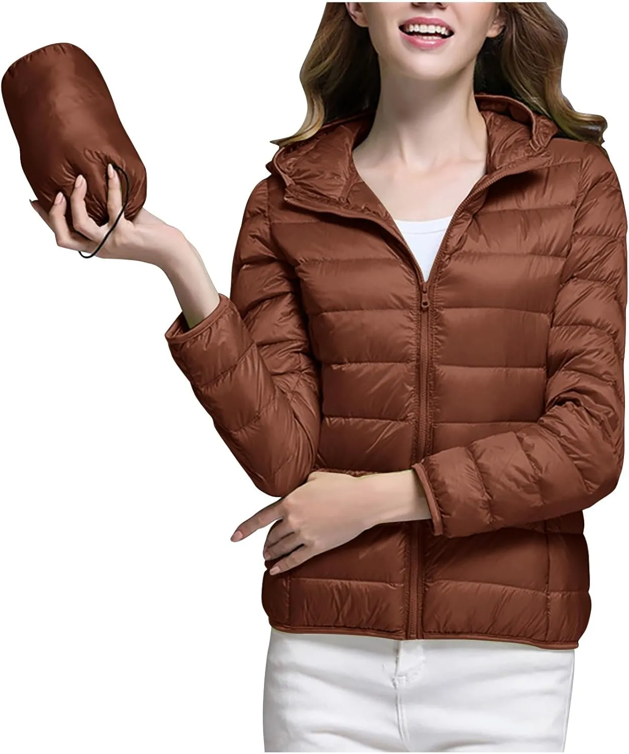 Women's Packable Puffer Jacket, Lightweight down Jackets Winter Warm Quilted Coats Full-Zip Cycling Running Jackets