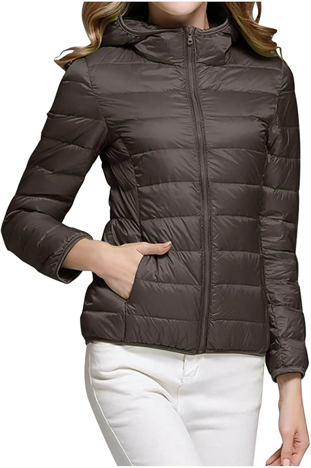 Women's Packable Puffer Jacket, Lightweight down Jackets Winter Warm Quilted Coats Full-Zip Cycling Running Jackets