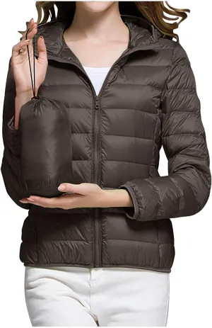 Women's Packable Puffer Jacket, Lightweight down Jackets Winter Warm Quilted Coats Full-Zip Cycling Running Jackets