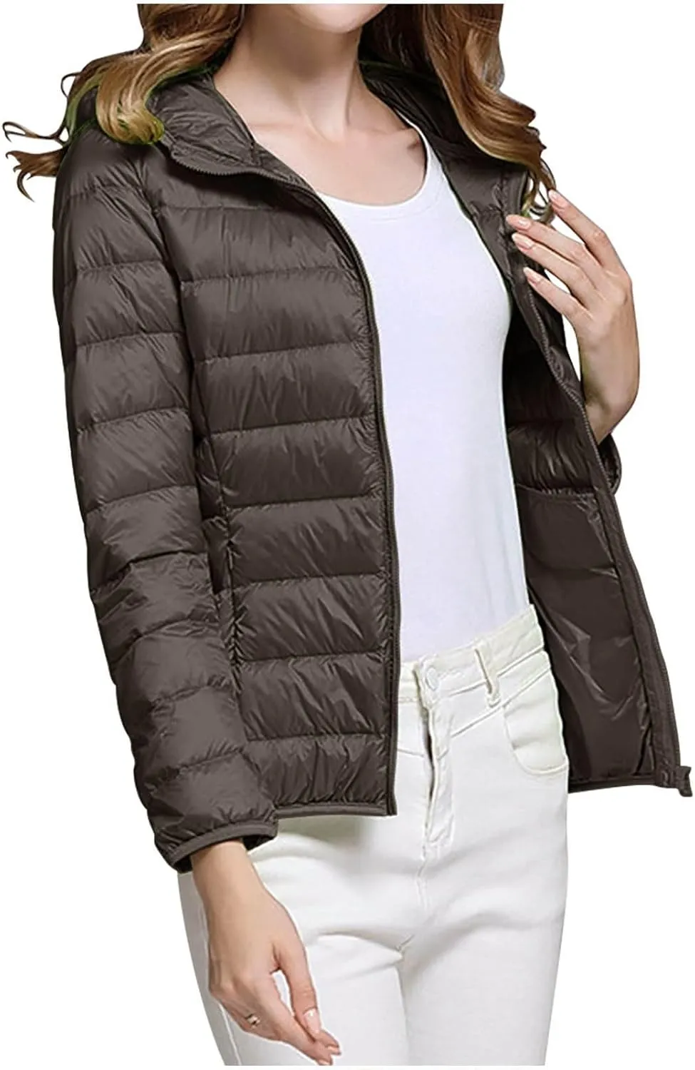 Women's Packable Puffer Jacket, Lightweight down Jackets Winter Warm Quilted Coats Full-Zip Cycling Running Jackets