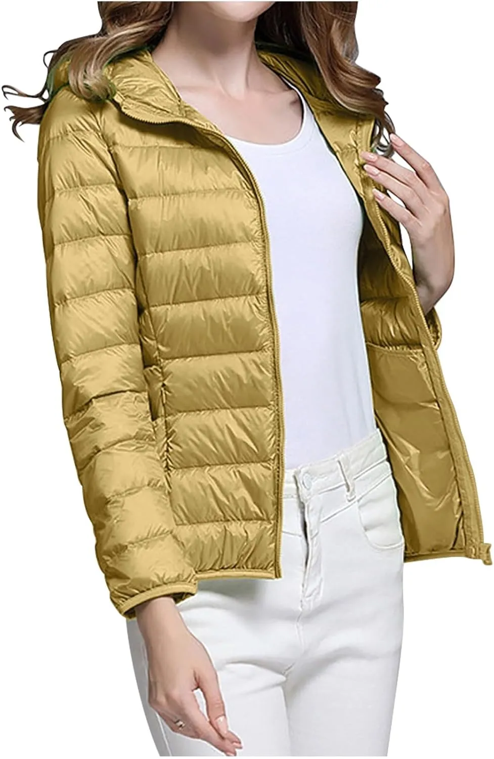Women's Packable Puffer Jacket, Lightweight down Jackets Winter Warm Quilted Coats Full-Zip Cycling Running Jackets