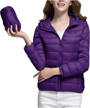 Women's Packable Puffer Jacket, Lightweight down Jackets Winter Warm Quilted Coats Full-Zip Cycling Running Jackets
