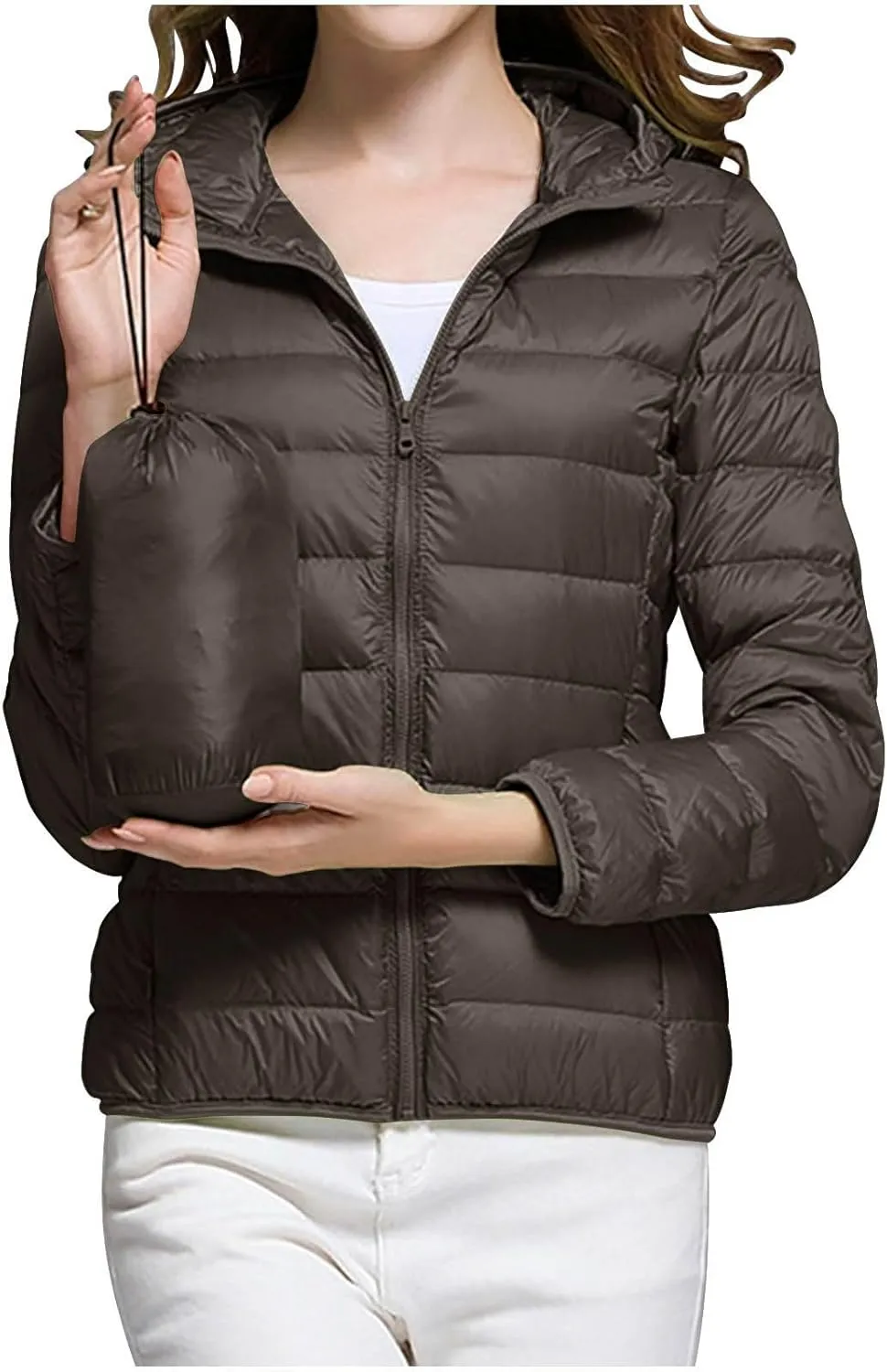 Women's Packable Puffer Jacket, Lightweight down Jackets Winter Warm Quilted Coats Full-Zip Cycling Running Jackets