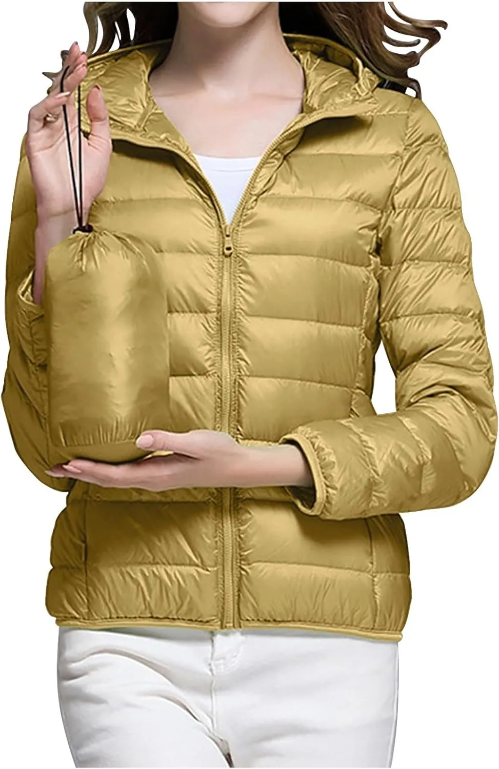 Women's Packable Puffer Jacket, Lightweight down Jackets Winter Warm Quilted Coats Full-Zip Cycling Running Jackets
