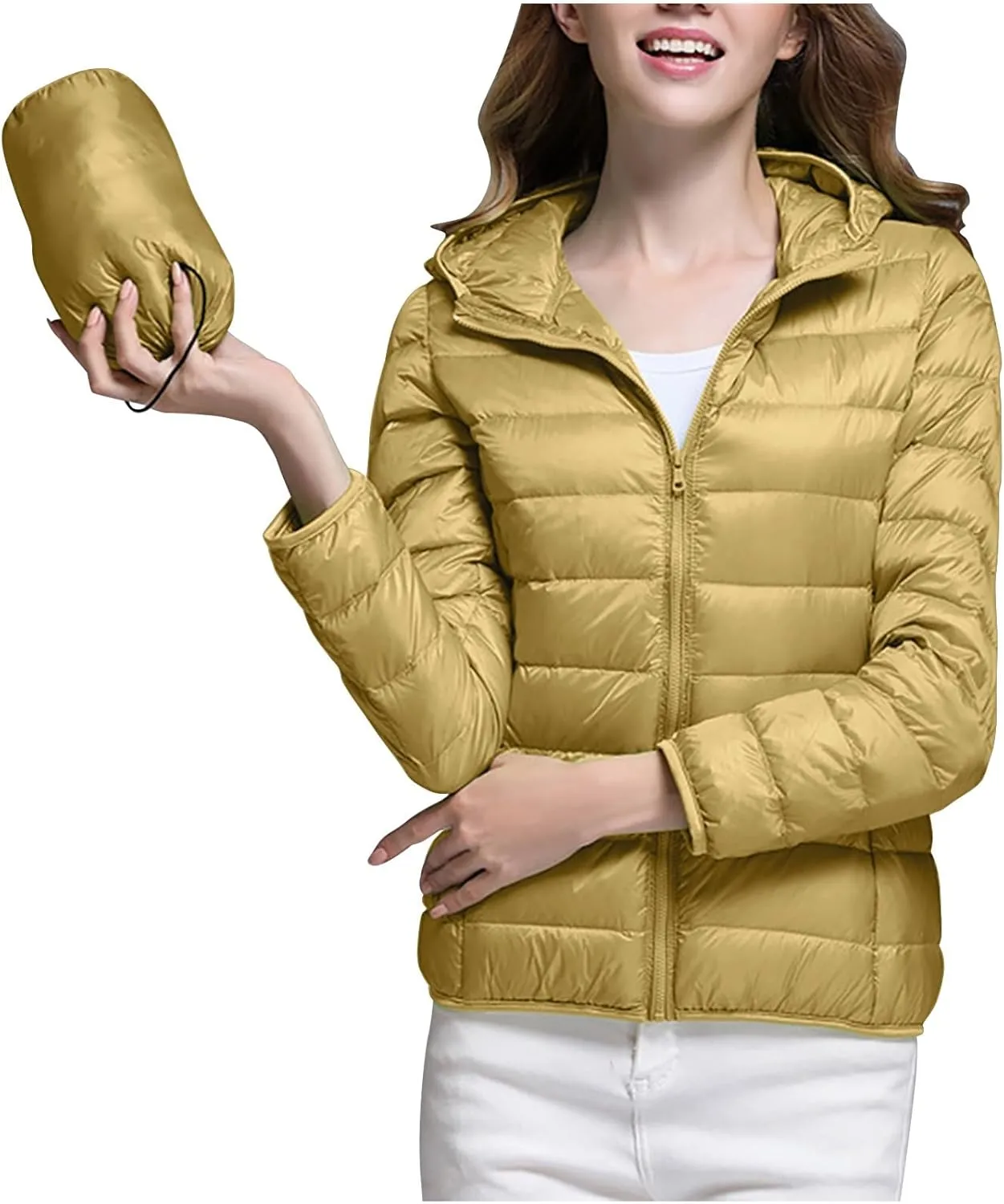 Women's Packable Puffer Jacket, Lightweight down Jackets Winter Warm Quilted Coats Full-Zip Cycling Running Jackets