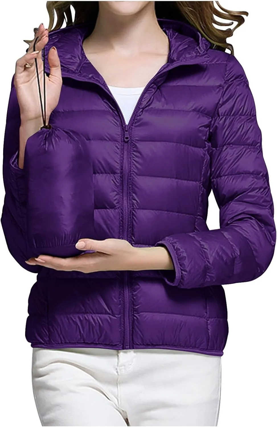 Women's Packable Puffer Jacket, Lightweight down Jackets Winter Warm Quilted Coats Full-Zip Cycling Running Jackets