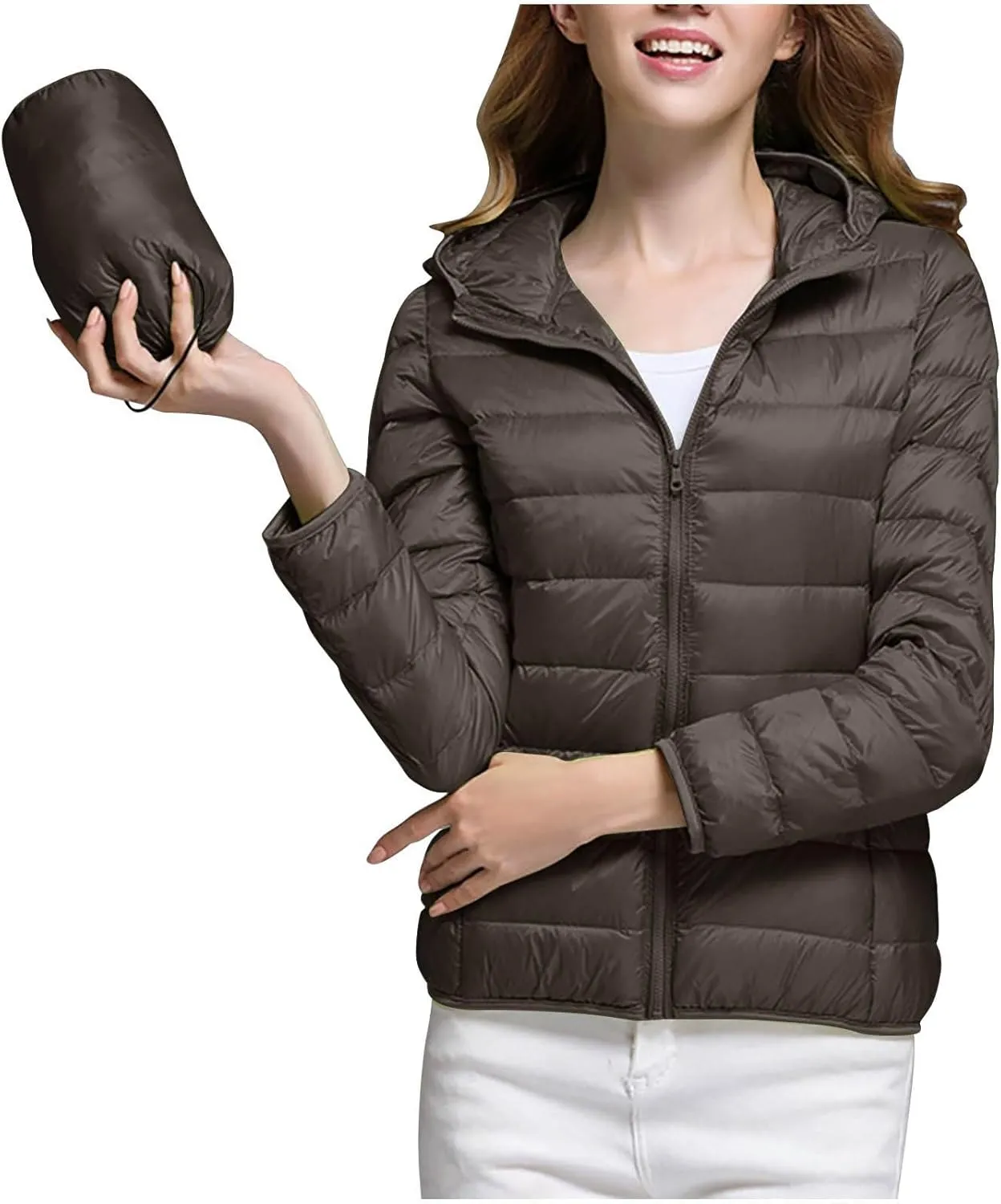 Women's Packable Puffer Jacket, Lightweight down Jackets Winter Warm Quilted Coats Full-Zip Cycling Running Jackets