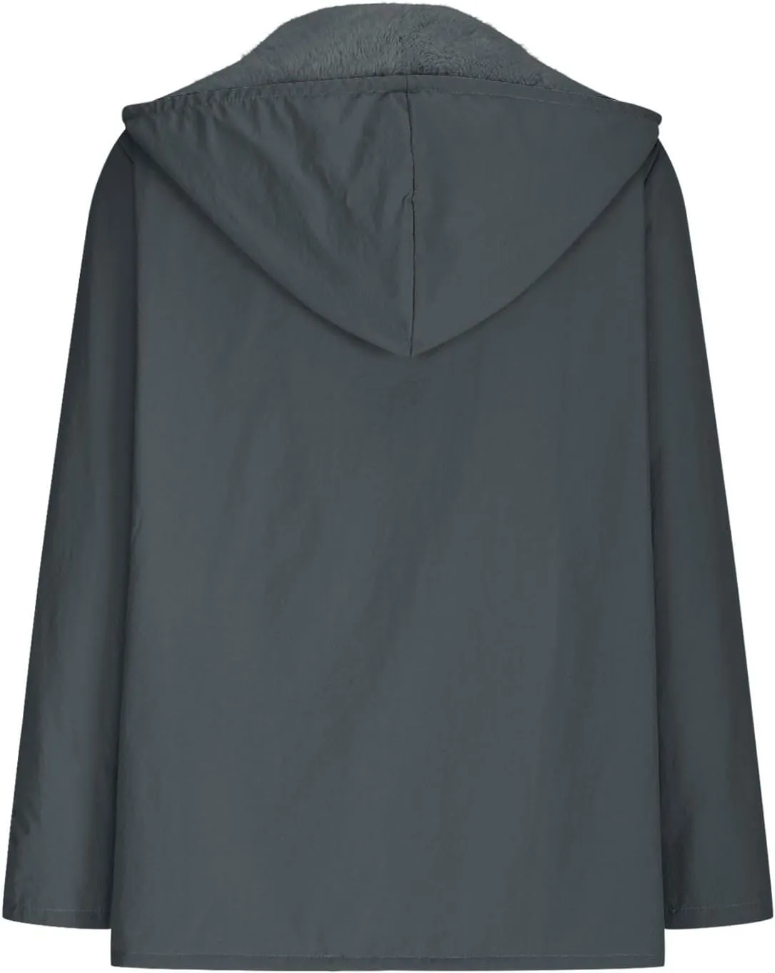 Womens Plus Size Raincoats Fleece Lined Waterproof Hooded Casual Drawstring Zip Up Lightweight Outdoor Rain Jacket