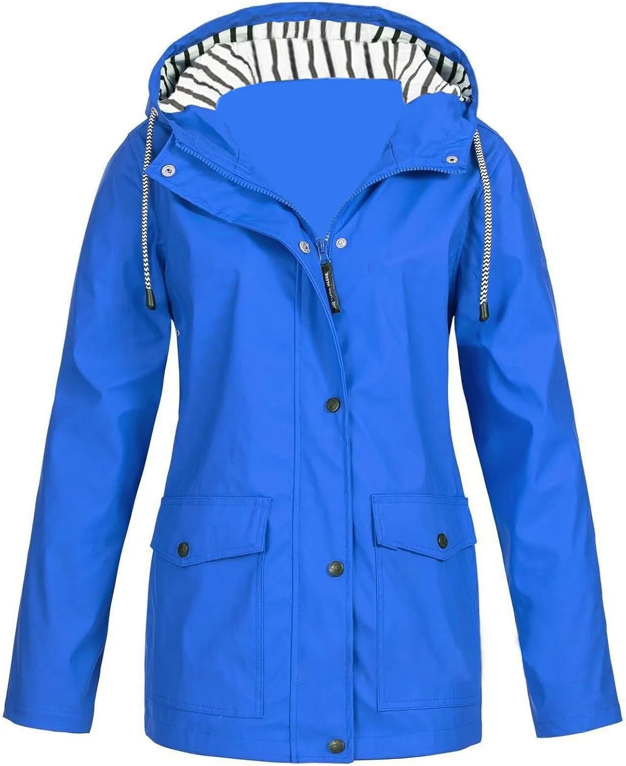 Womens Rain Coat Active Outdoor Rain Jacket Lightweight Zip Up Summer Fall Raincoat Windbreaker with Hood Trench Coat