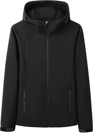Women's Rain Jacket Plus Size Softshell Raincoat Fleece Lined Warm Hooded Windbreaker Waterproof Jackets With Pocket