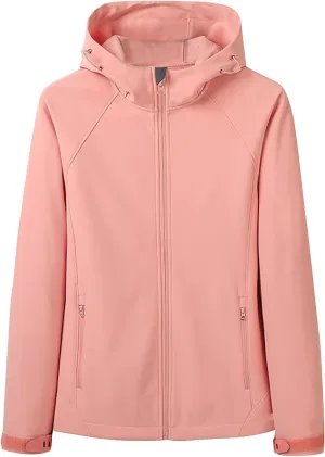 Women's Rain Jacket Plus Size Softshell Raincoat Fleece Lined Warm Hooded Windbreaker Waterproof Jackets With Pocket