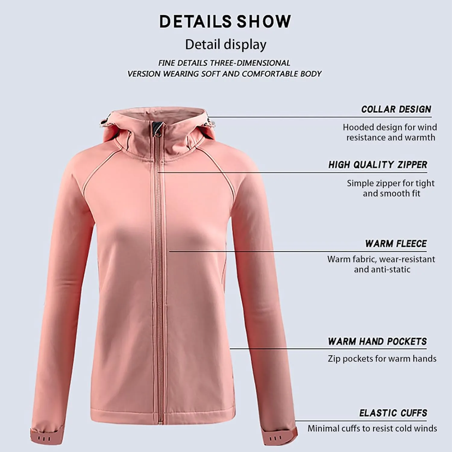 Women's Rain Jacket Plus Size Softshell Raincoat Fleece Lined Warm Hooded Windbreaker Waterproof Jackets With Pocket