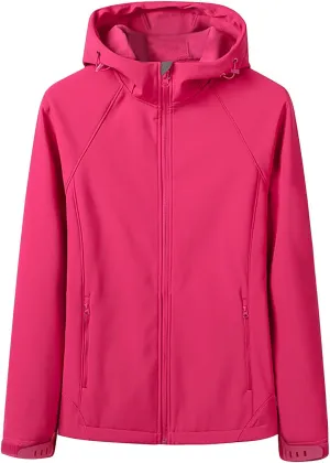 Women's Rain Jacket Plus Size Softshell Raincoat Fleece Lined Warm Hooded Windbreaker Waterproof Jackets With Pocket