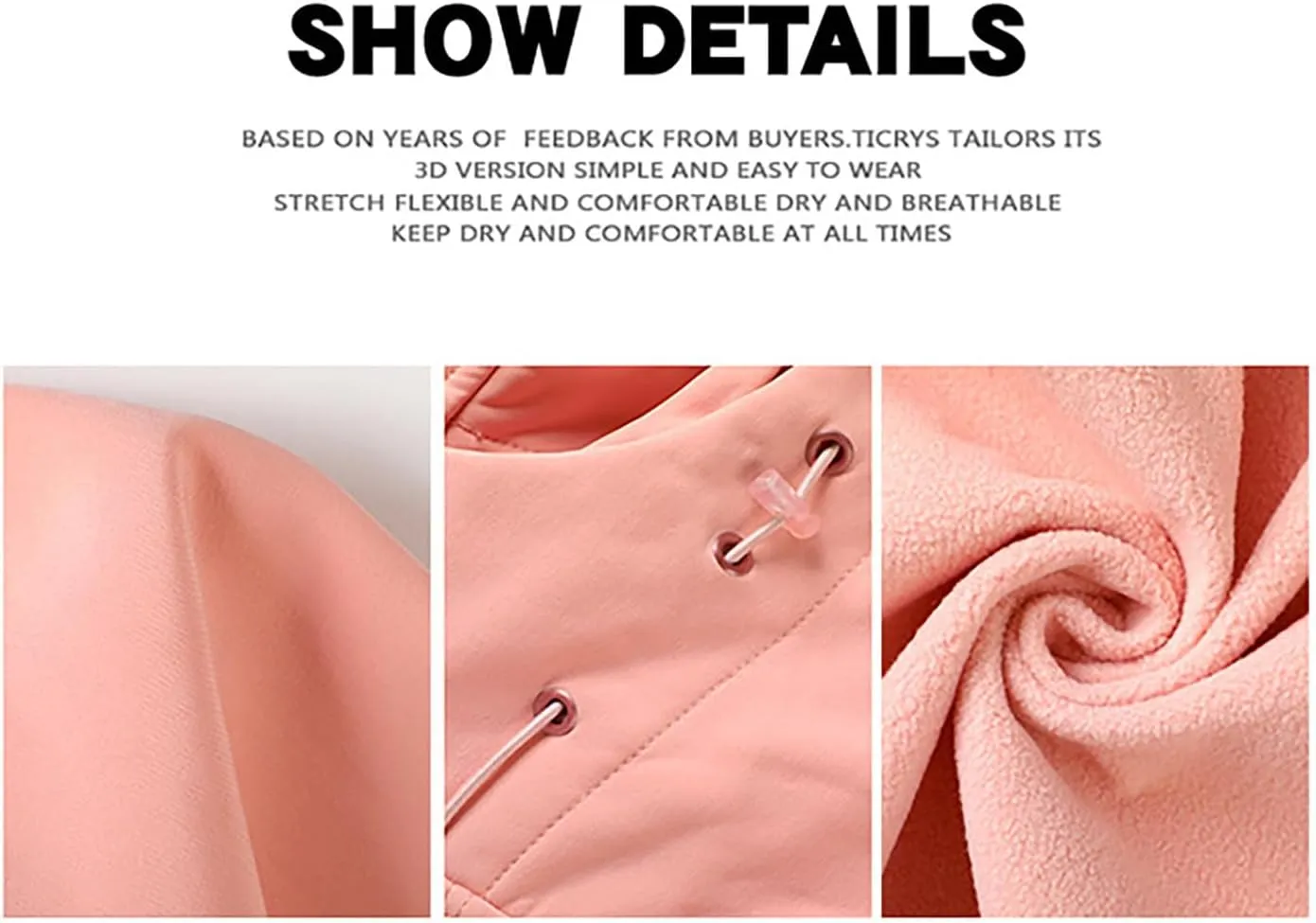 Women's Rain Jacket Plus Size Softshell Raincoat Fleece Lined Warm Hooded Windbreaker Waterproof Jackets With Pocket