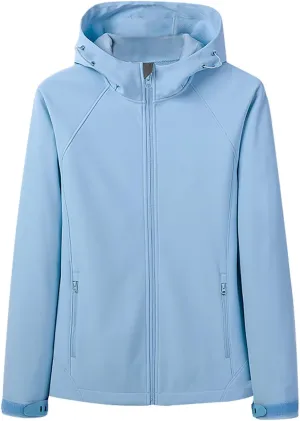 Women's Rain Jacket Plus Size Softshell Raincoat Fleece Lined Warm Hooded Windbreaker Waterproof Jackets With Pocket