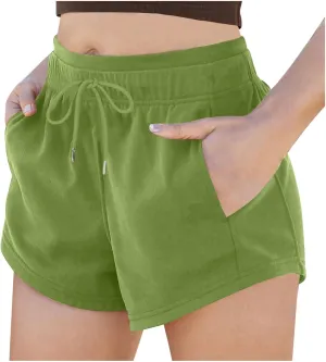 Women's Running Shorts with Pockets Summer High Waisted Drawstring Workout Shorts Casual Lounge Athletic Short Pants