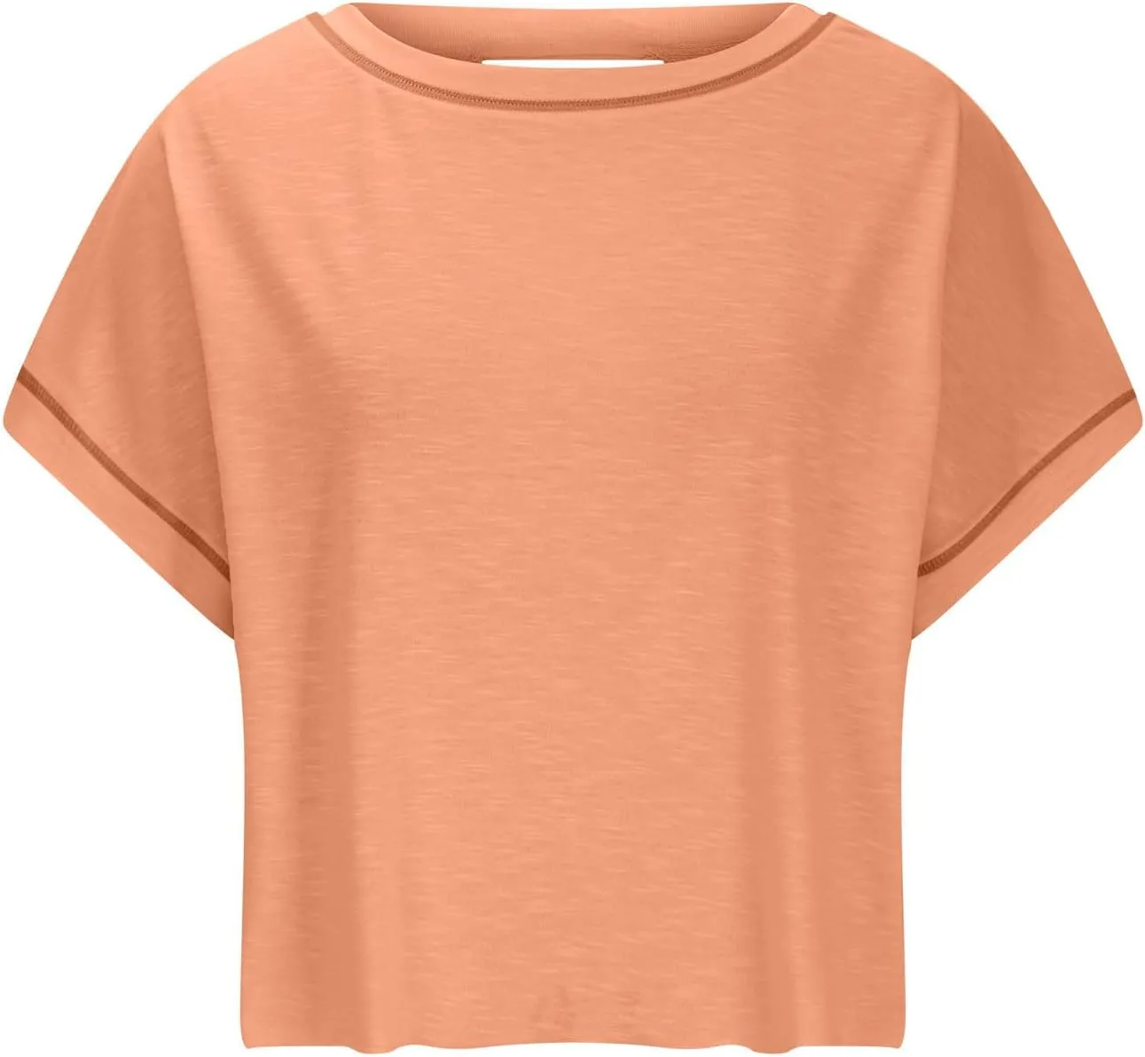 Women's Sexy Open Back Yoga Crop Tops - Cute Summer Crew Neck Athletic Running Shirts Loose Workout Short Sleeve Pullover