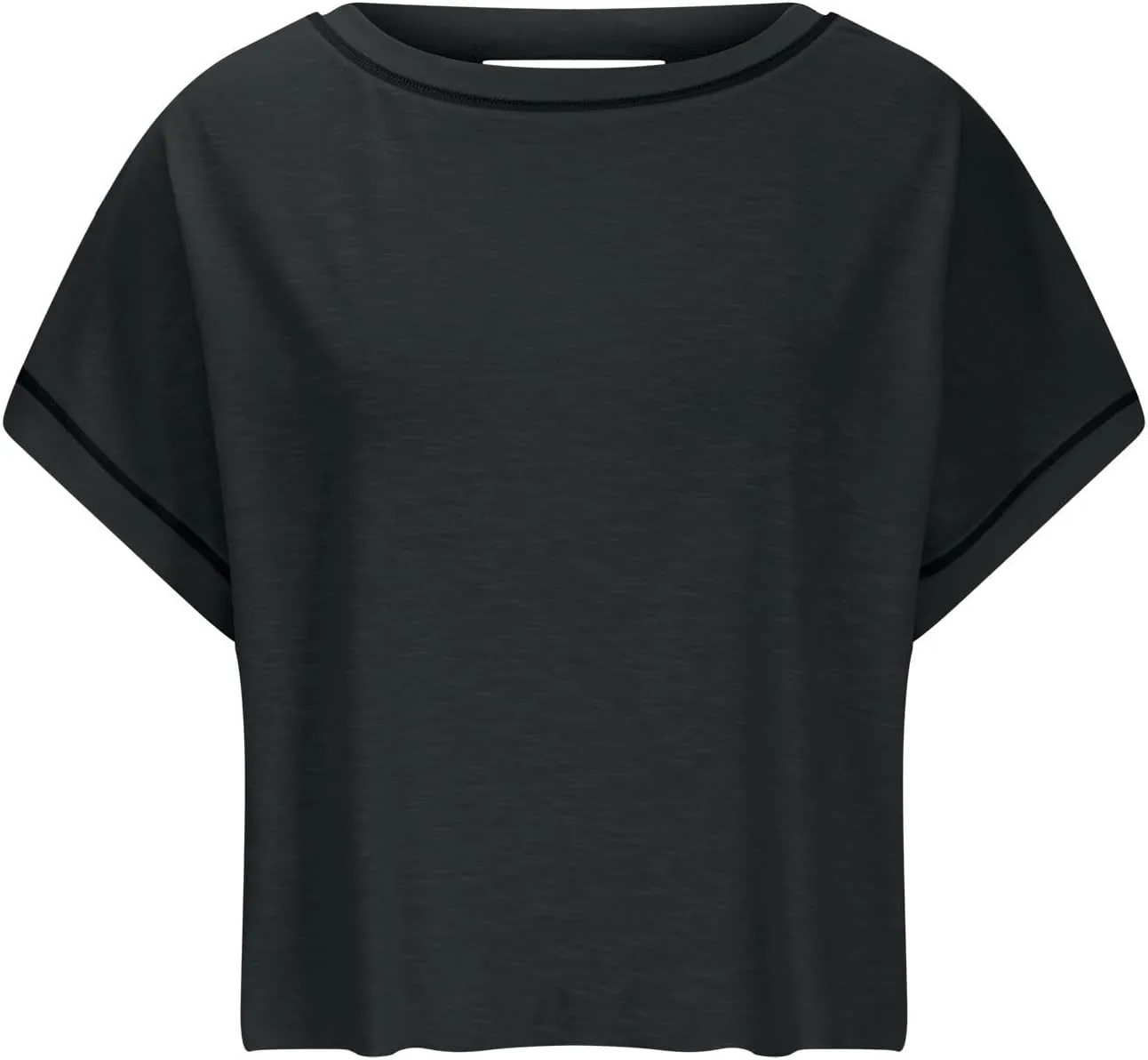 Women's Sexy Open Back Yoga Crop Tops - Cute Summer Crew Neck Athletic Running Shirts Loose Workout Short Sleeve Pullover