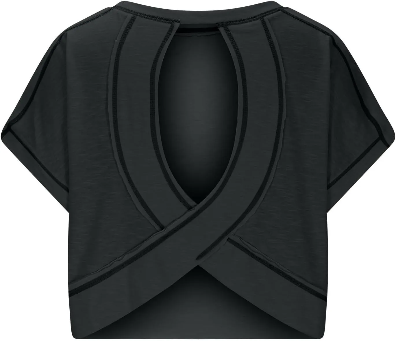 Women's Sexy Open Back Yoga Crop Tops - Cute Summer Crew Neck Athletic Running Shirts Loose Workout Short Sleeve Pullover