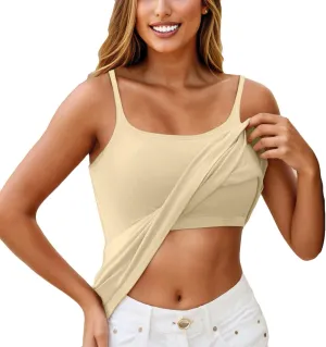 Womens Shelf Bra Tank Tops 2025 Basic Workout Camis Padded Yoga Shirt Cotton Undershirt