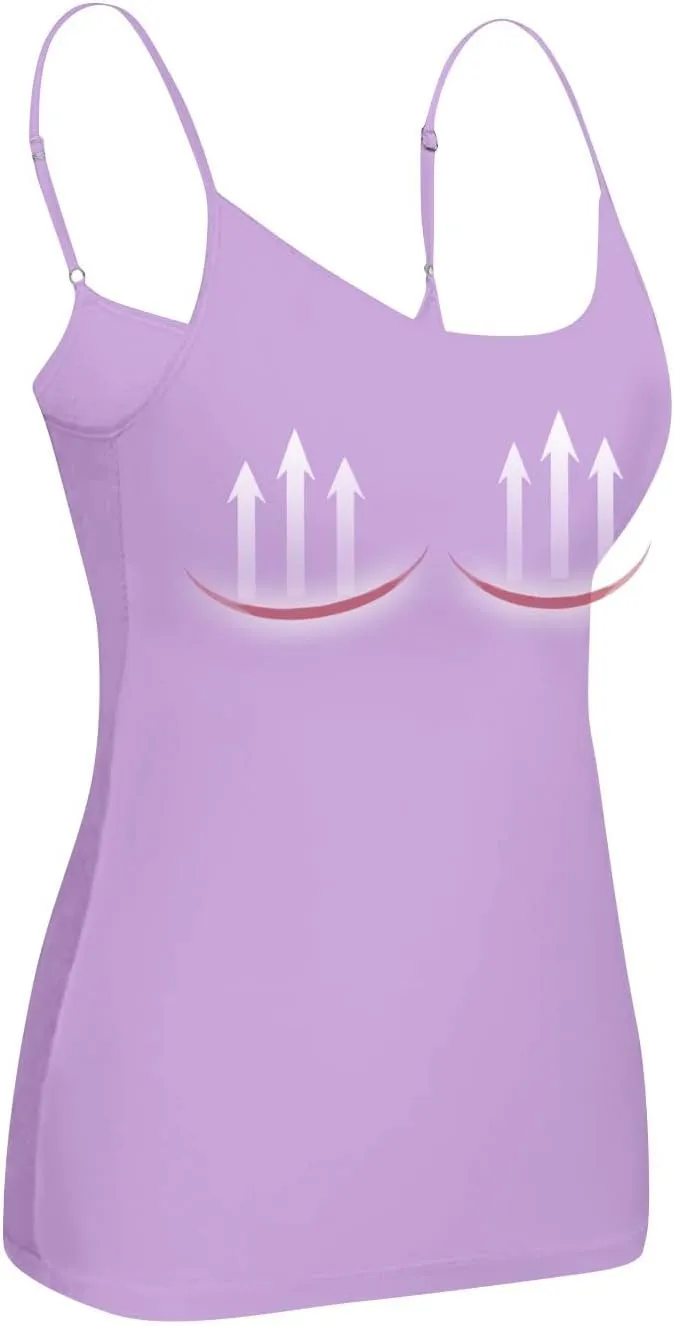 Womens Shelf Bra Tank Tops 2025 Basic Workout Camis Padded Yoga Shirt Cotton Undershirt