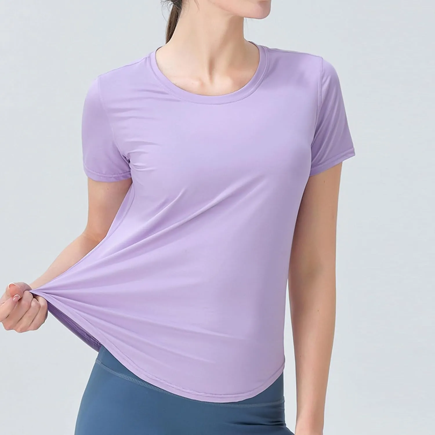 Women's Short Sleeve Shirt UPF Sun Protection T-Shirts Quick Dry Workout Gym Running Tops Basic Yoga Shirts