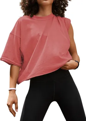 Women's Summer Short Sleeve Crop Tops Casual Basic Cotton Athletic Yoga Running T-Shirts
