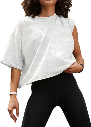 Women's Summer Short Sleeve Crop Tops Casual Basic Cotton Athletic Yoga Running T-Shirts