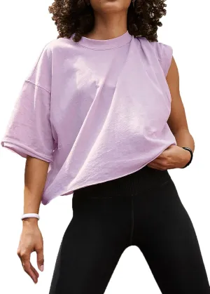 Women's Summer Short Sleeve Crop Tops Casual Basic Cotton Athletic Yoga Running T-Shirts