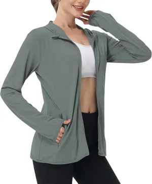 Womens Sun Shirts Full Zip UPF 50  Protection Hoodie Jacket Long Sleeve Hiking Outdoor Lightweight UPF50  Jackets