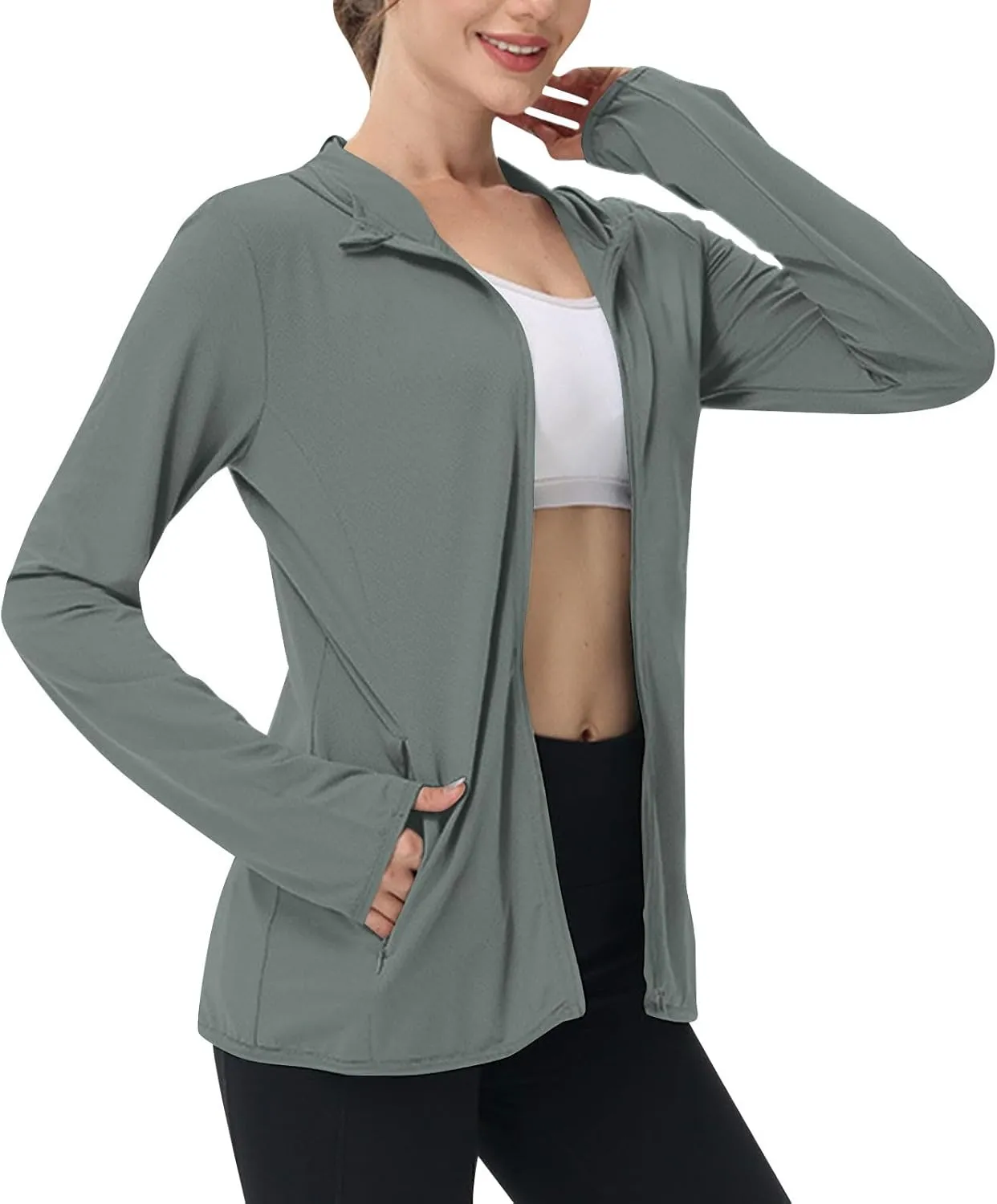 Womens Sun Shirts Full Zip UPF 50  Protection Hoodie Jacket Long Sleeve Hiking Outdoor Lightweight UPF50  Jackets