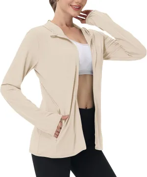 Womens Sun Shirts Full Zip UPF 50  Protection Hoodie Jacket Long Sleeve Hiking Outdoor Lightweight UPF50  Jackets