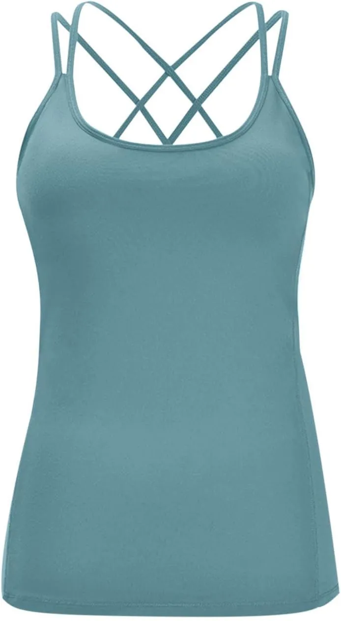 Womens Tank Tops Cross Backless Gym Workout Tops Sleeveless Seamless Running Yoga Shirts Athletic Sports Clothes