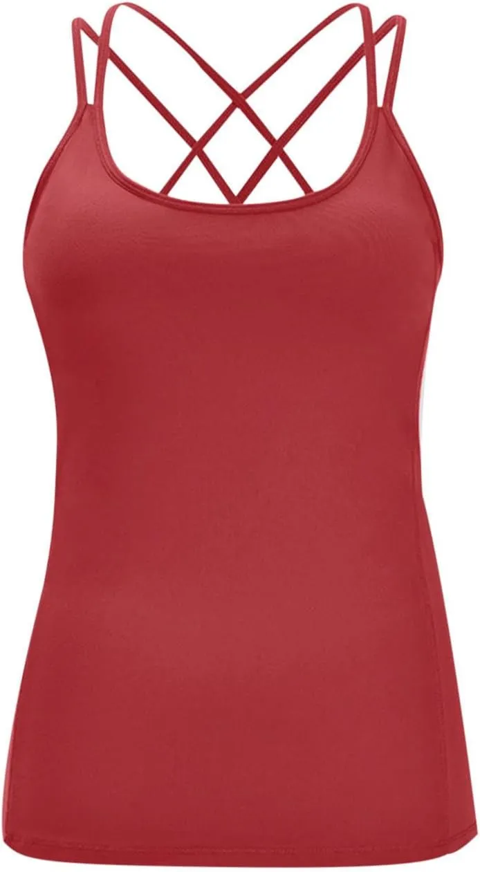 Womens Tank Tops Cross Backless Gym Workout Tops Sleeveless Seamless Running Yoga Shirts Athletic Sports Clothes