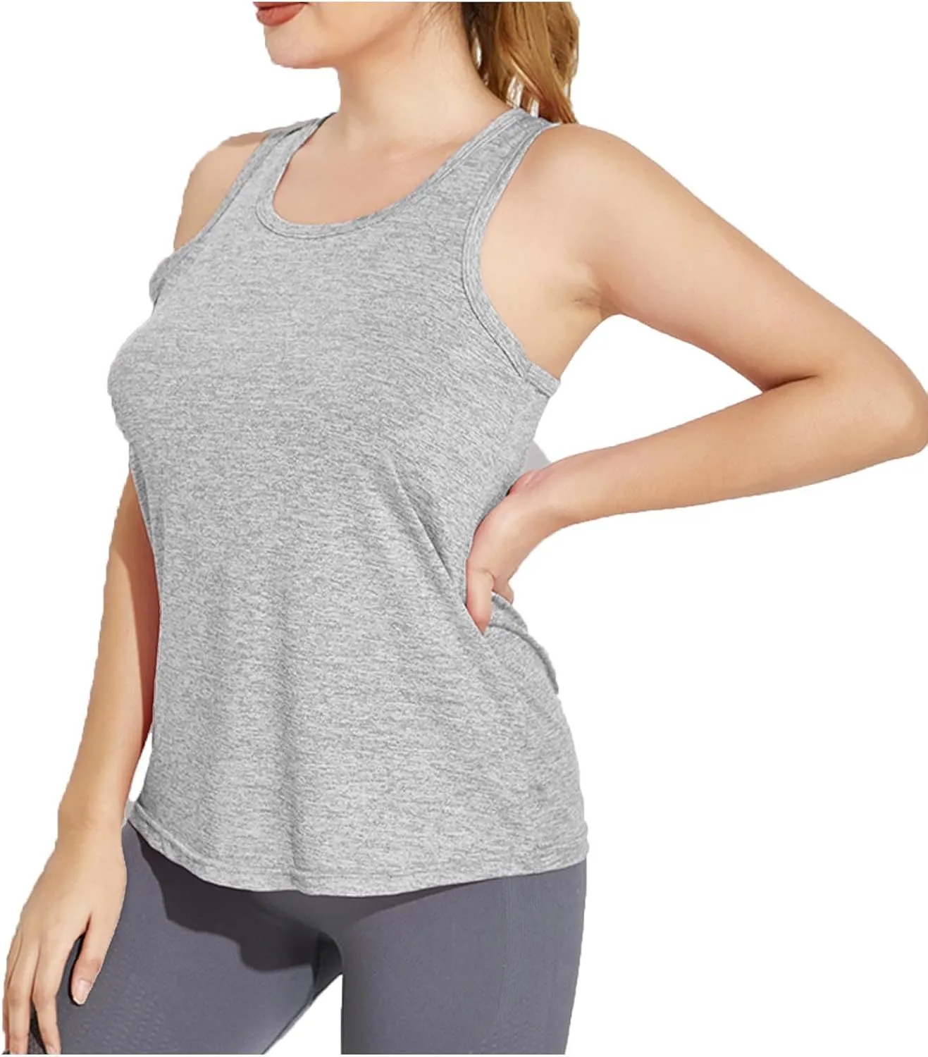 Womens Tank Tops Racerback Sleeveless Workout Tops Square Neck Athletic Yoga Camisole Seamless Running Gym Clothes