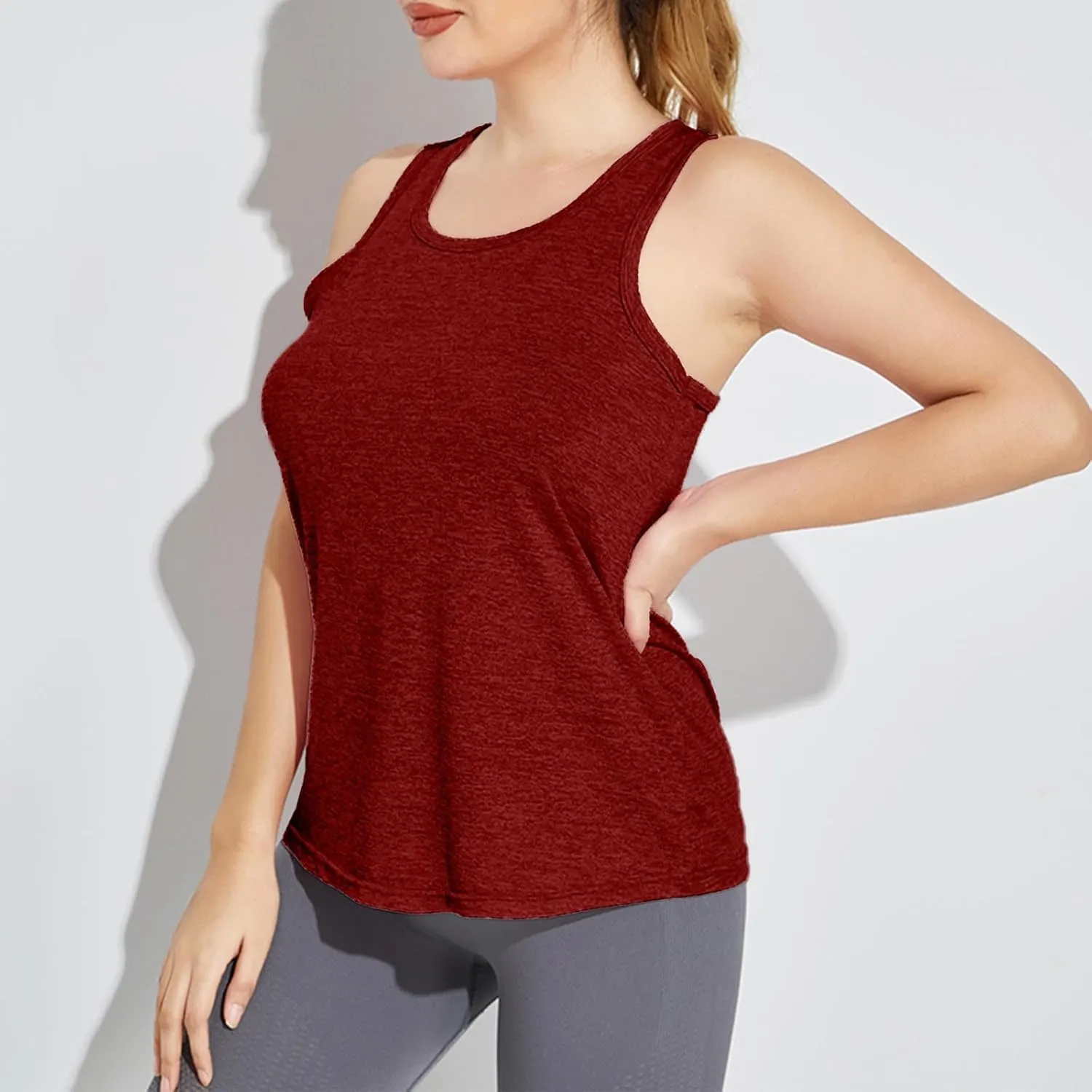 Womens Tank Tops Racerback Sleeveless Workout Tops Square Neck Athletic Yoga Camisole Seamless Running Gym Clothes