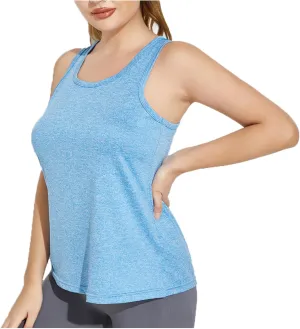Womens Tank Tops Racerback Sleeveless Workout Tops Square Neck Athletic Yoga Camisole Seamless Running Gym Clothes
