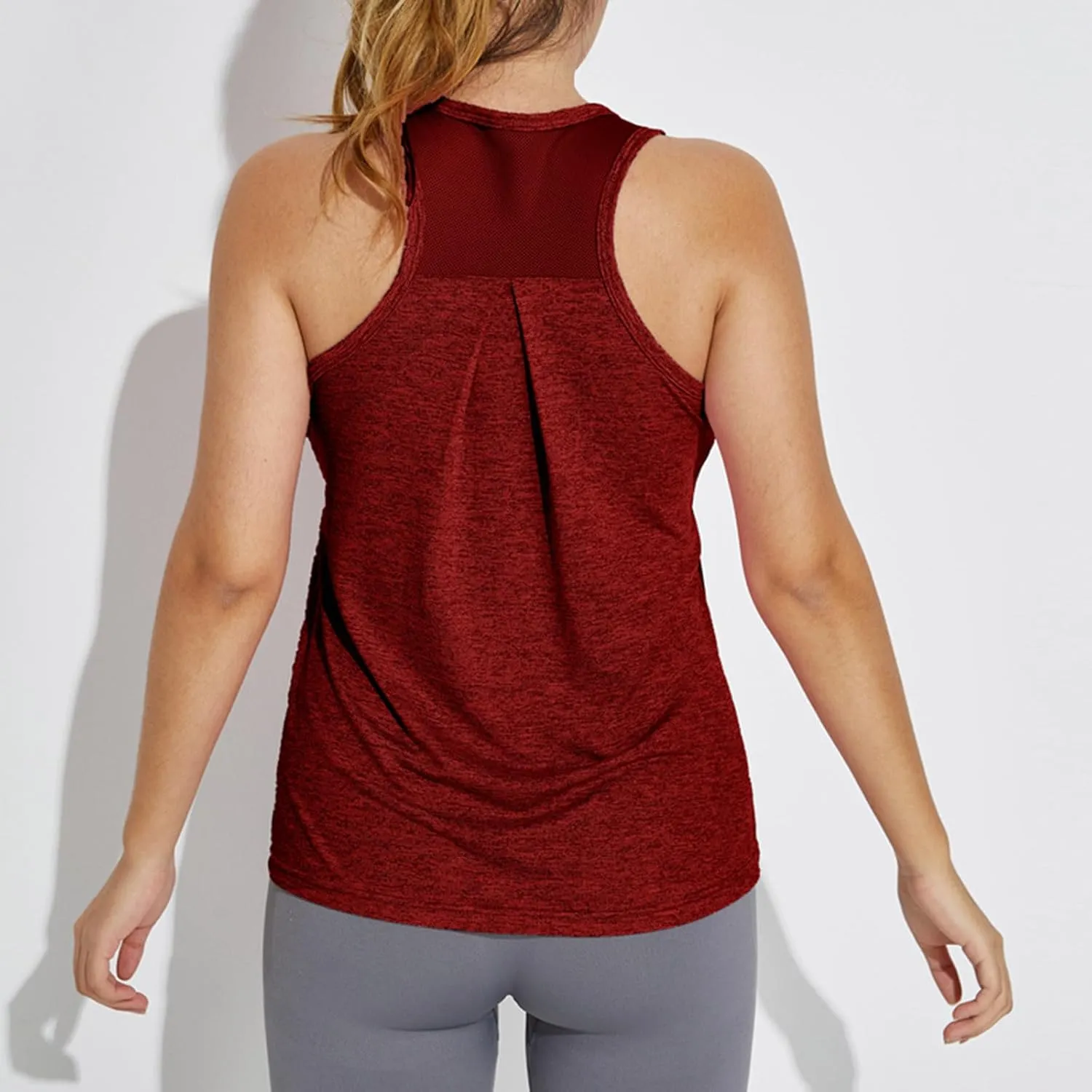 Womens Tank Tops Racerback Sleeveless Workout Tops Square Neck Athletic Yoga Camisole Seamless Running Gym Clothes