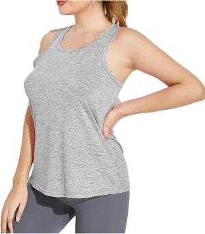Womens Tank Tops Racerback Sleeveless Workout Tops Square Neck Athletic Yoga Camisole Seamless Running Gym Clothes