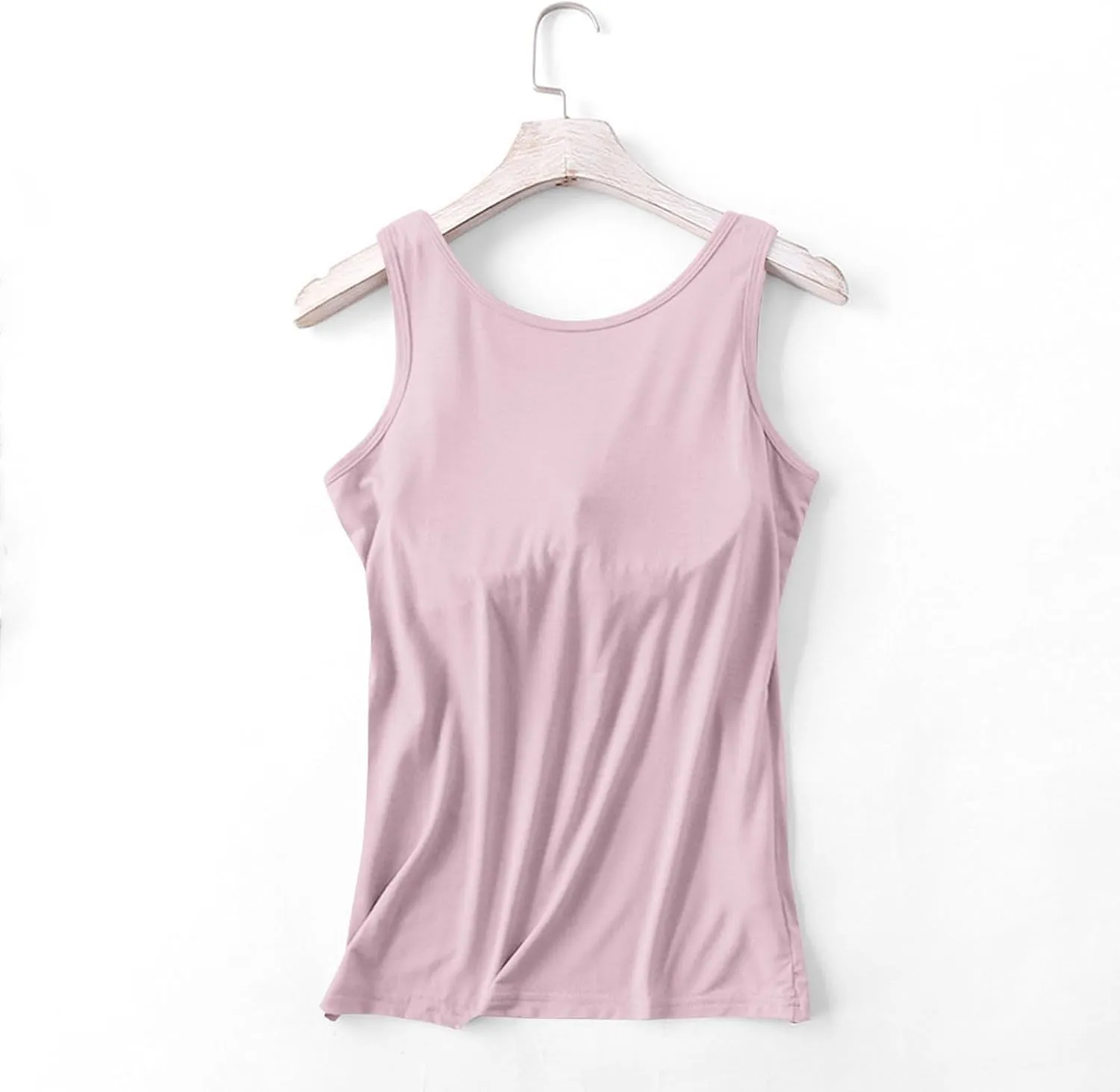 Womens Tank Tops with Built in Bra Seamless Crewneck Workout Tops Sleeveless Athletic Yoga Shirts Sports Gym Clothes