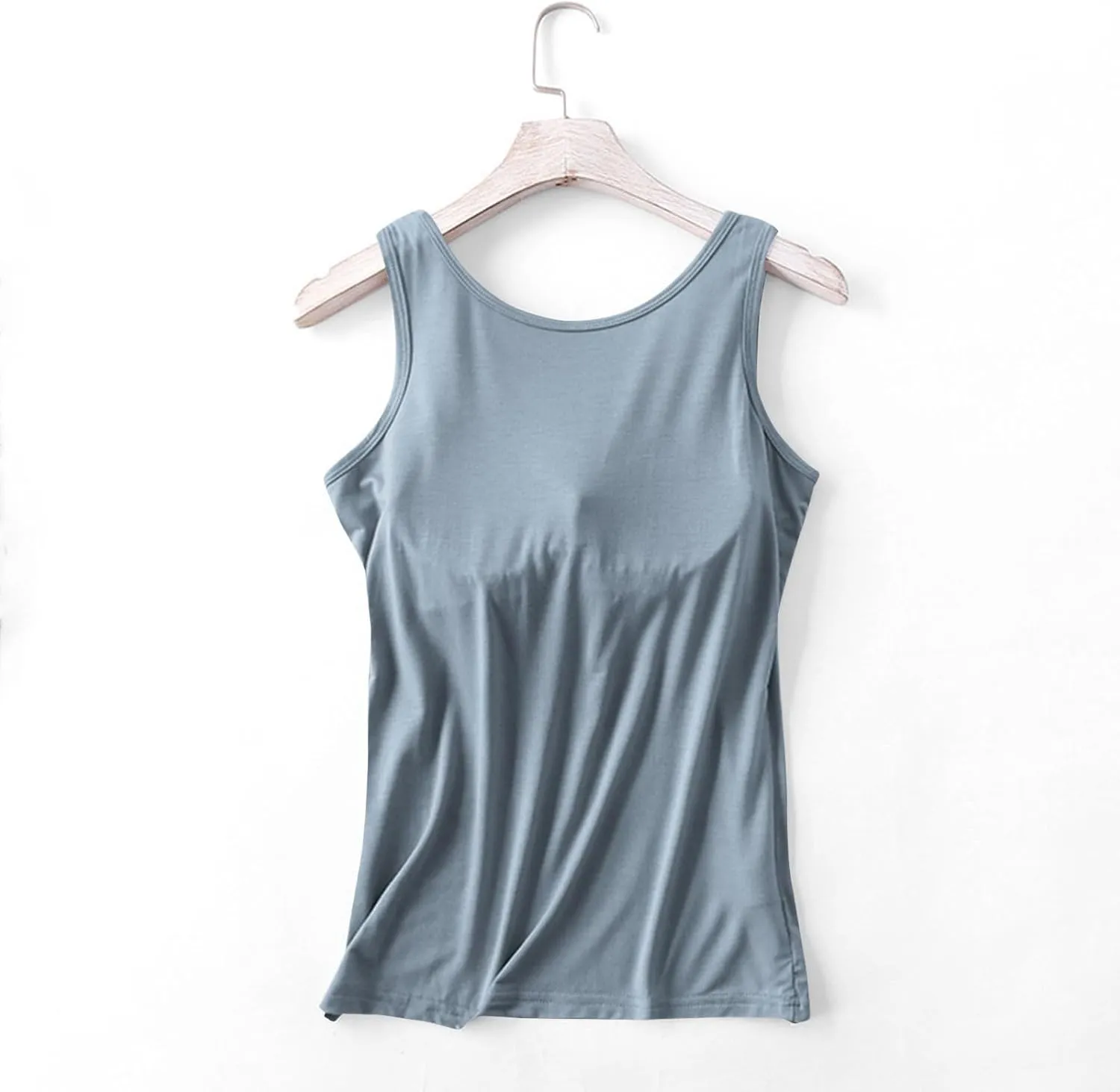 Womens Tank Tops with Built in Bra Seamless Crewneck Workout Tops Sleeveless Athletic Yoga Shirts Sports Gym Clothes