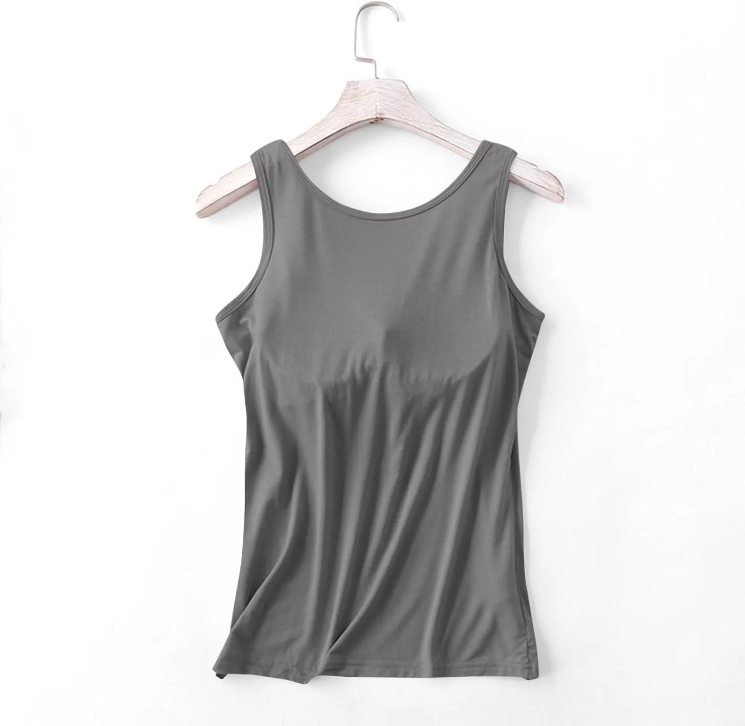 Womens Tank Tops with Built in Bra Seamless Crewneck Workout Tops Sleeveless Athletic Yoga Shirts Sports Gym Clothes