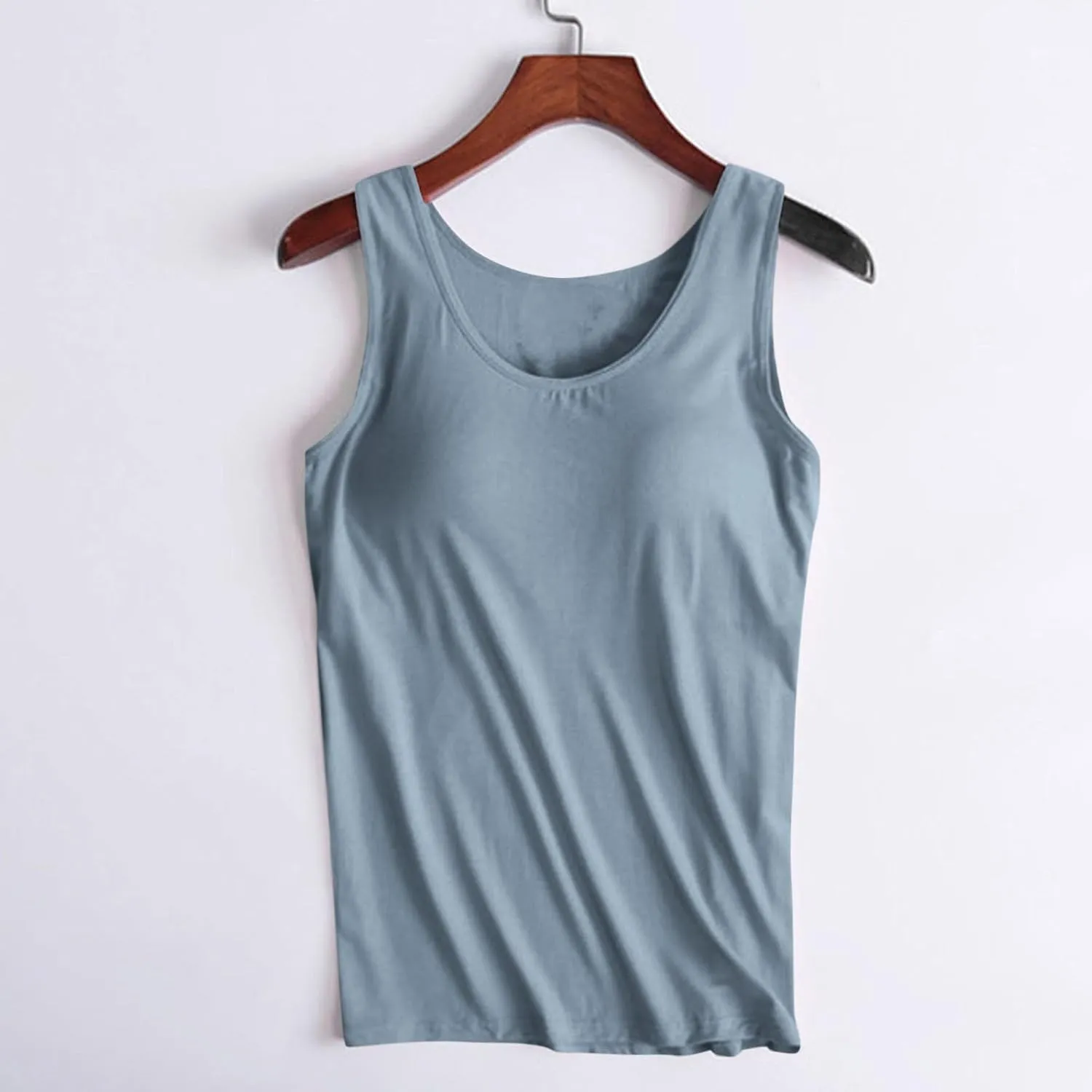 Womens Tank Tops with Built in Bra Seamless Crewneck Workout Tops Sleeveless Athletic Yoga Shirts Sports Gym Clothes
