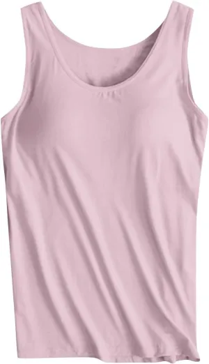Womens Tank Tops with Built in Bra Seamless Crewneck Workout Tops Sleeveless Athletic Yoga Shirts Sports Gym Clothes