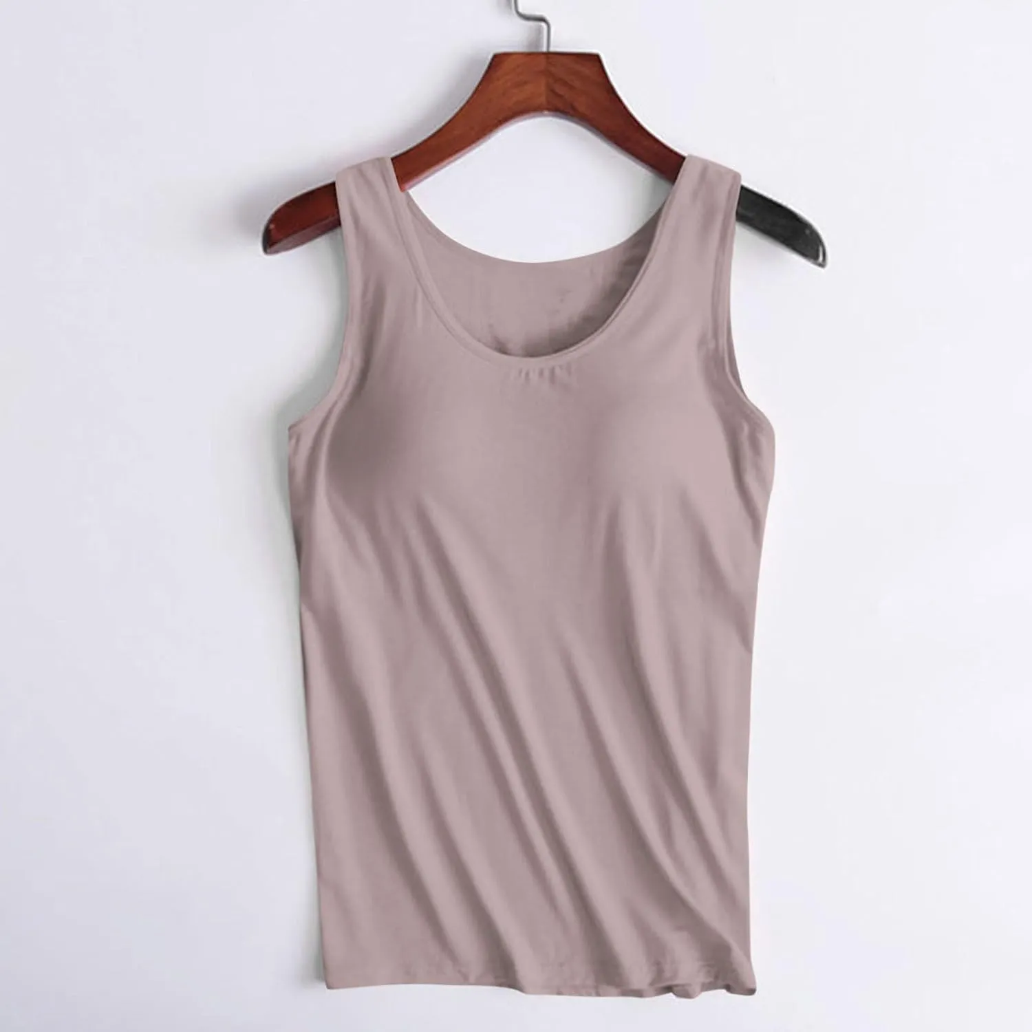 Womens Tank Tops with Built in Bra Seamless Crewneck Workout Tops Sleeveless Athletic Yoga Shirts Sports Gym Clothes