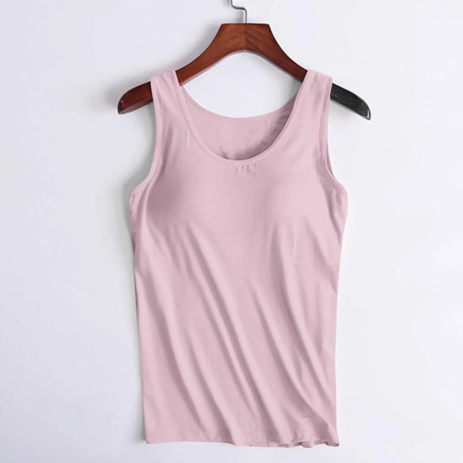 Womens Tank Tops with Built in Bra Seamless Crewneck Workout Tops Sleeveless Athletic Yoga Shirts Sports Gym Clothes