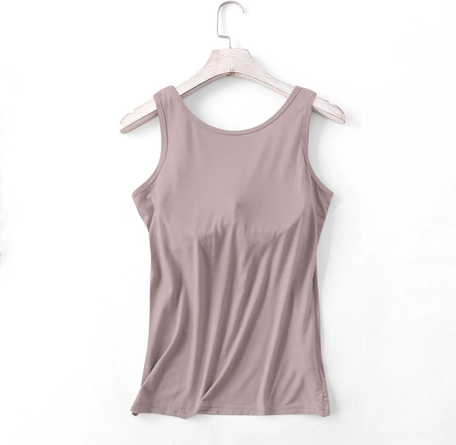 Womens Tank Tops with Built in Bra Seamless Crewneck Workout Tops Sleeveless Athletic Yoga Shirts Sports Gym Clothes
