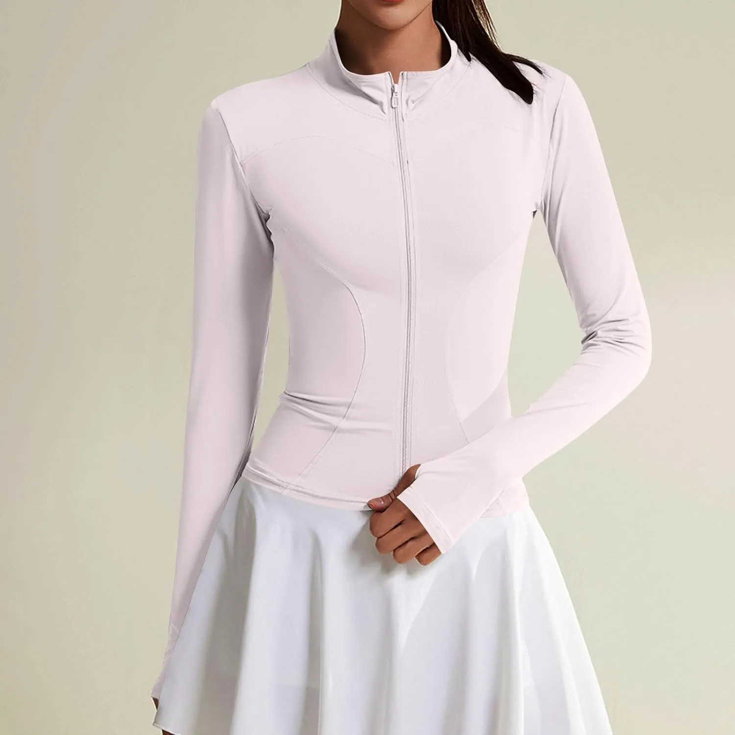 Women's Track Jackets Breathable Zip Up Long Sleeve UPF50  Sun Shirt Lightweight Workout Gym Tops with Thumb Holes